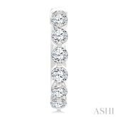 1 1/2 Ctw Prong Set Round Cut Diamond Hoop Earrings in 14K White gold